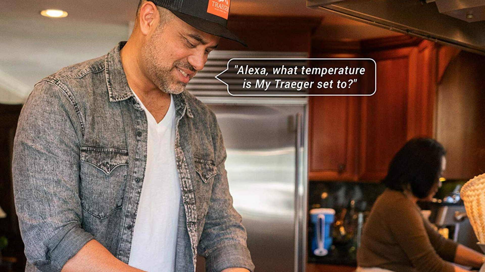 picture of man using amazon integration with traeger 575 pro series