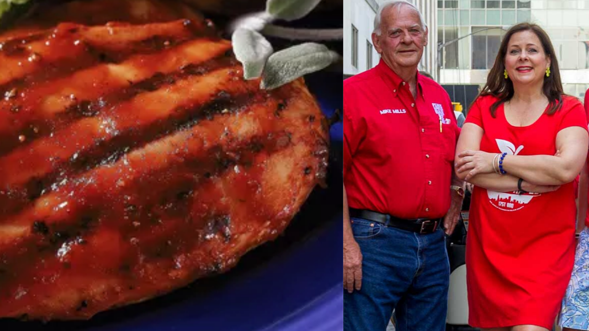 Mike Mills & Amy Mills Tunnicliffe’s beside award winning bbq sauce recipe on chicken
