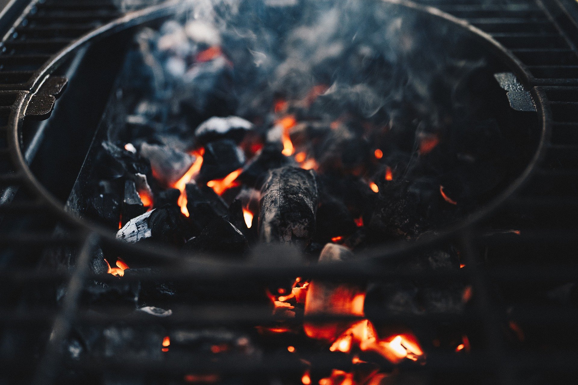 image of charcoal in charcoal smoker