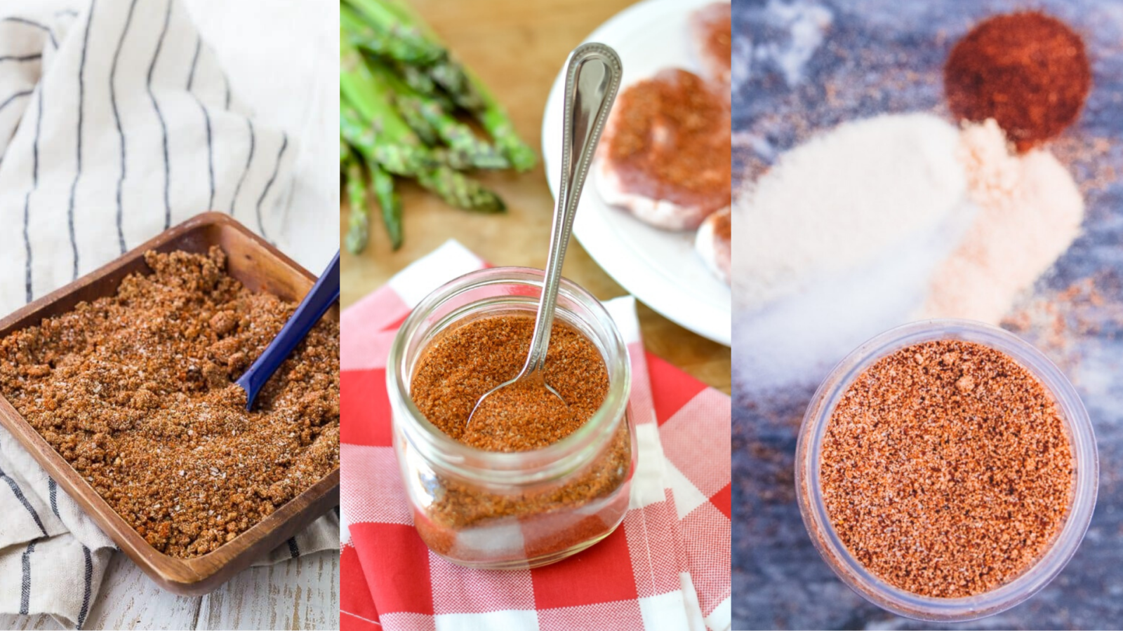 image of three easy to make bbq rub recipes