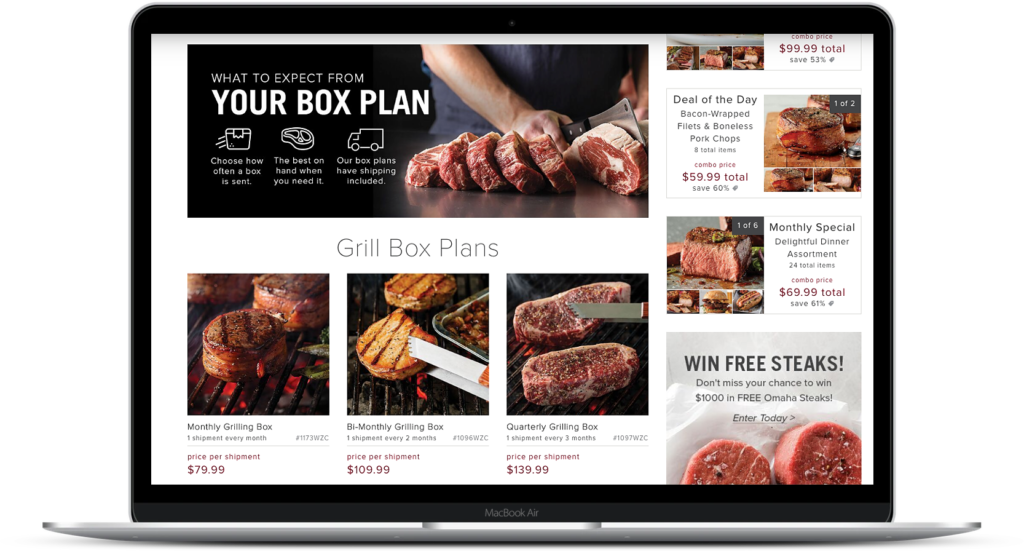 image of omaha steak's box plans online
