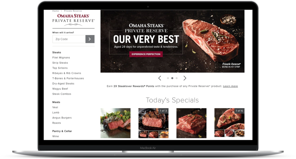 image of omaha steaks private reserve online