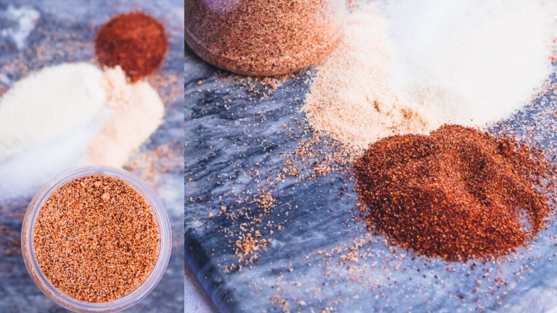 image of texas style dry rub recipe in jaw with piles of spices