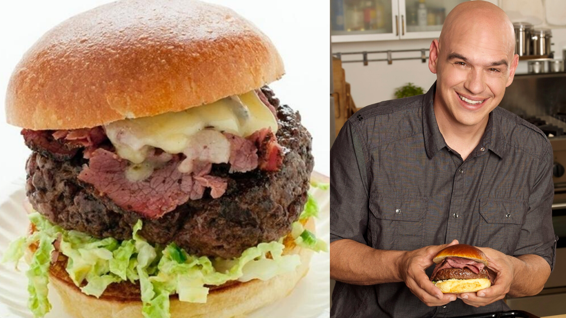 picture of michael symon beside award winning burger recipe the fat doug