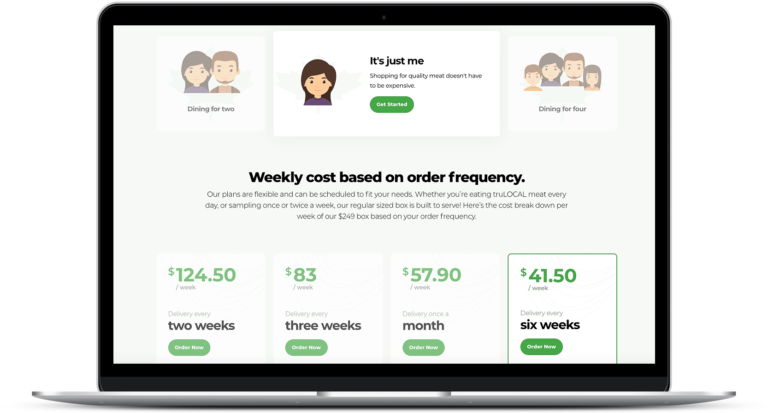 picture of tru local's online prices for meat delivery services