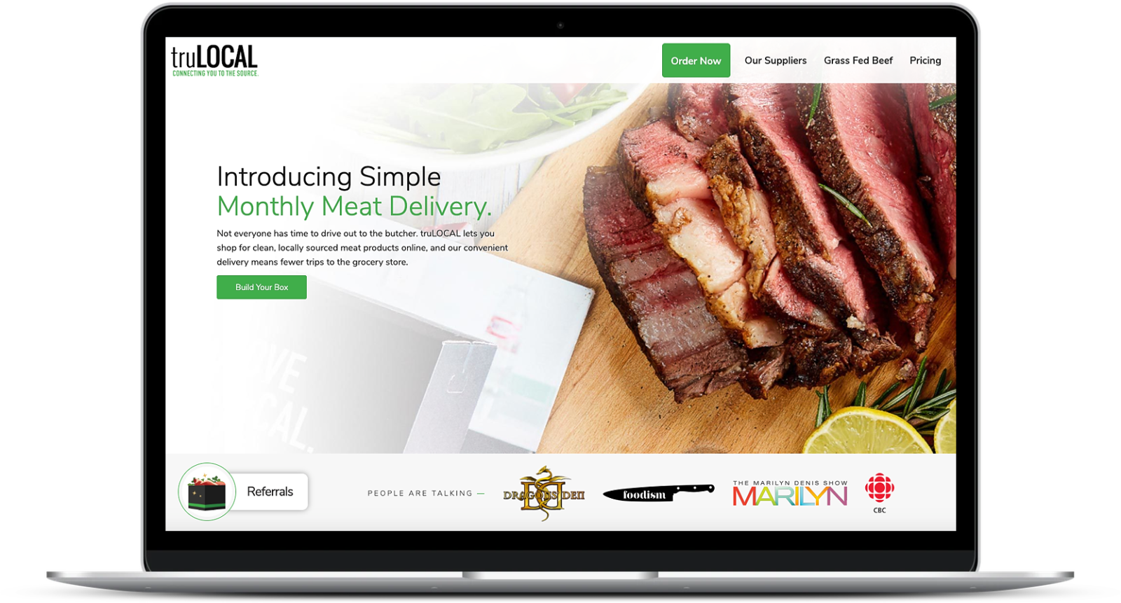 picture of tru local's meat delivery services online homepage